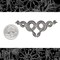 Pewter Plated Brass Double Snake Centerpiece Pendant Stamping - P-P24